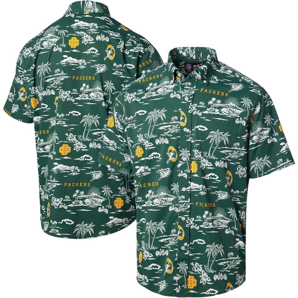 NWT! Reyn Spooner Men's Green Bay Packers Throwback Kekai-Print Shirt, XL